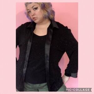 Beautiful, dressy sparkly black blouse.23